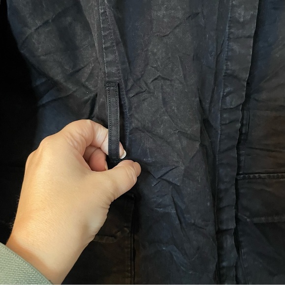 & Other Stories Puff-Sleeve Button Detail Denim Mini Dress in Washed Black sz 8 - Picture 9 of 10